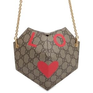 Gucci Chain Shoulder Bag GG Supreme LOVE Heart